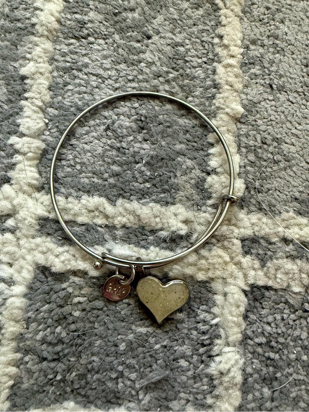 Dune Beach sand Silver Heart Charm Bangle‎ Bracelet